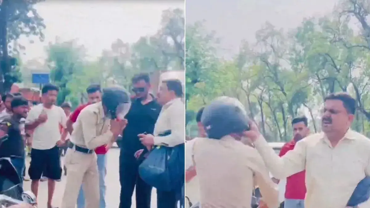 VIDEO: पुलिस वाले को भी नहीं बख्शा! हिमाचल में ठेकेदार ने बरसाए थप्पड़, बीच सड़क पर हेलमेट तोड़ दिया