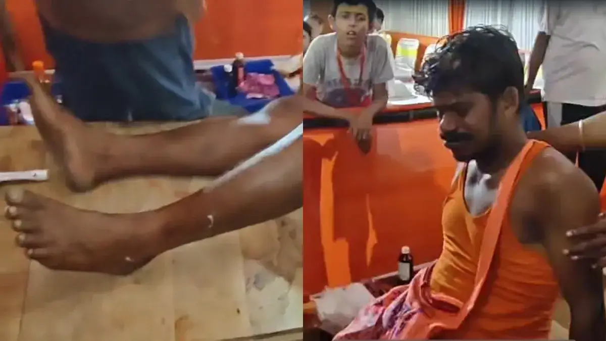 कांवड़िया लेन में घुसी पुलिस की गाड़ी, आराम कर रहे कांवड़िये को रौंदा, मेडिकल कैंप में हुआ इलाज